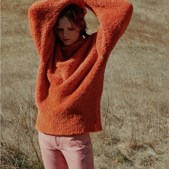 Land of Distraction Willie Oversized Sweater in Orange Cowl Turtleneck Large - Picture 11 of 11